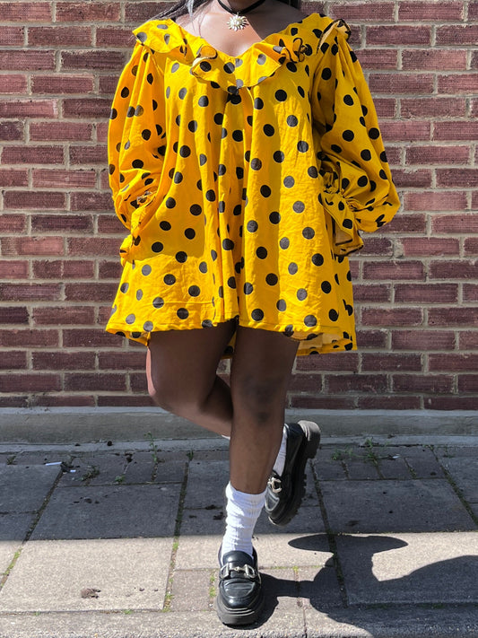 LAURA MINI DRESS: Polka dots cotton lawn.