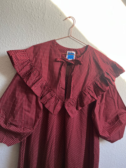 OLIVIA MINI DRESS: Polka dots cotton poplin