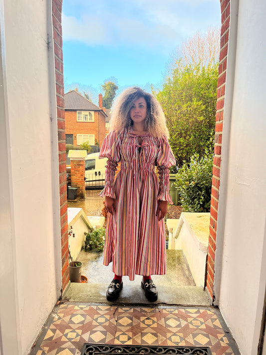 Raquel maxi dress: Stripes cotton poplin