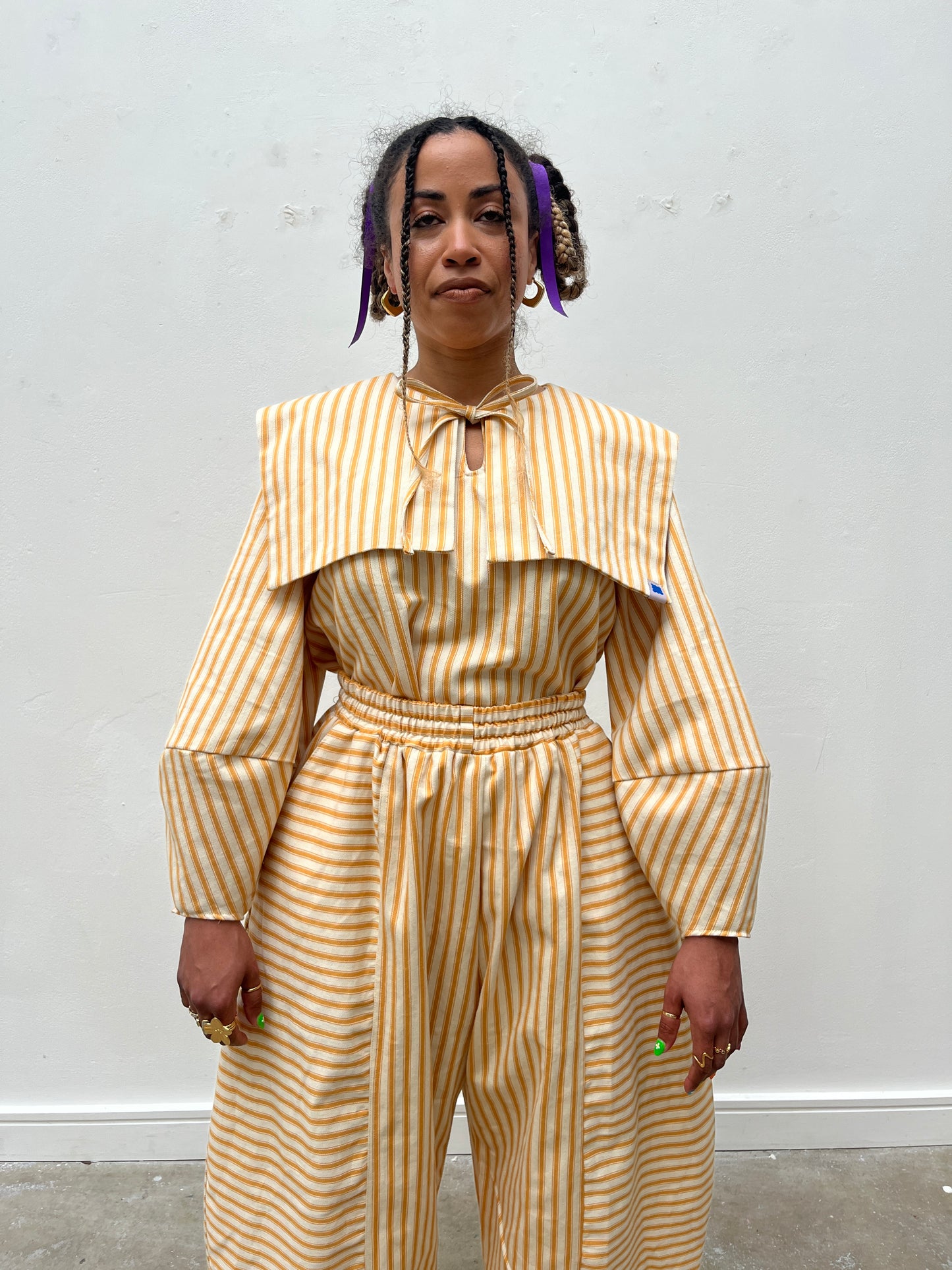 DALI Blouse: Ticking stripes canvas.