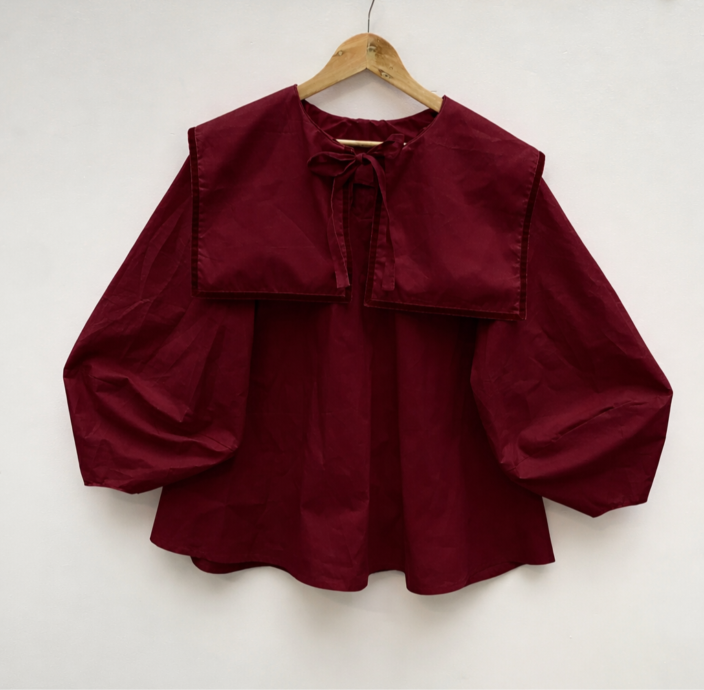 DALI BLOUSE: Plain coton poplin