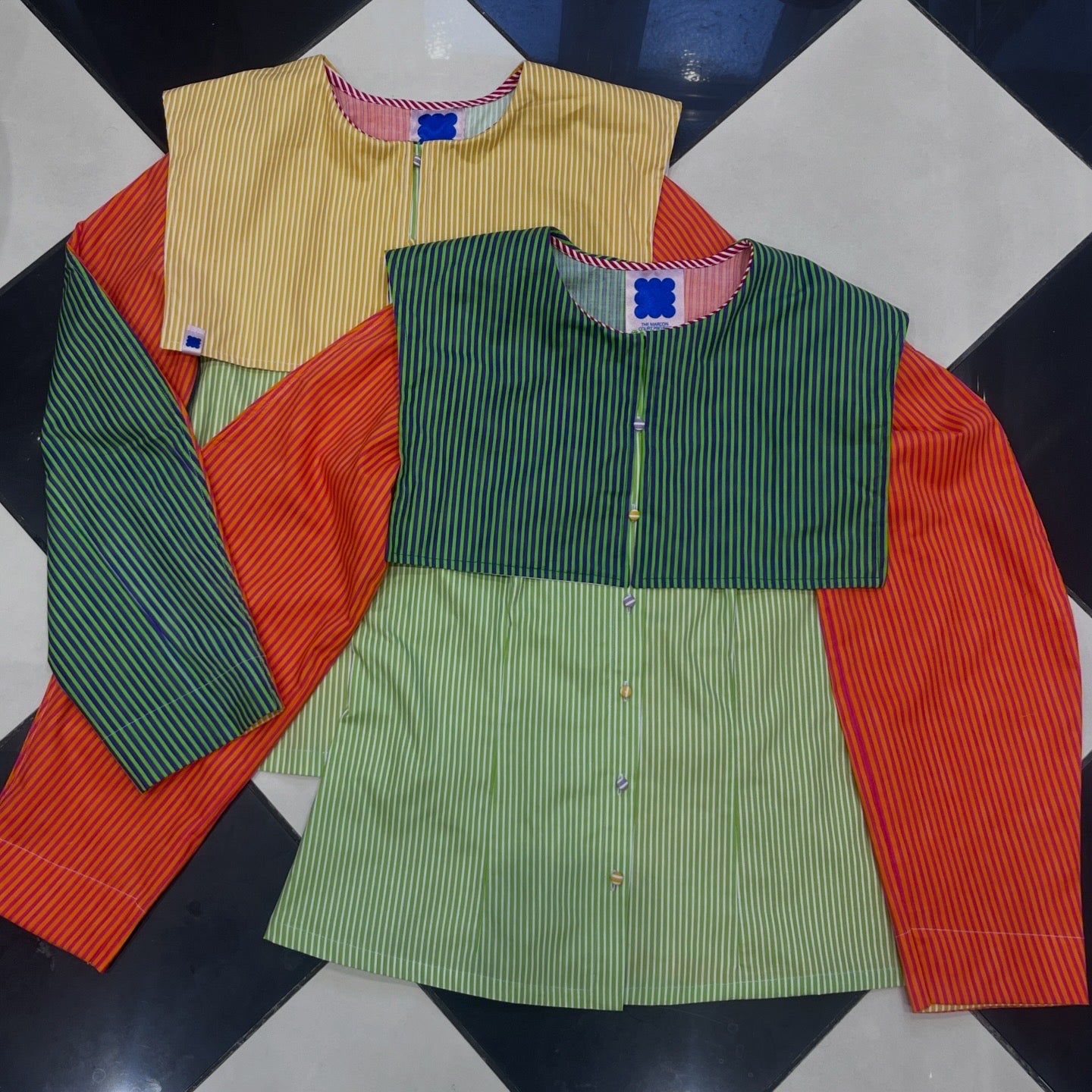 Offcuts rainbow blouse. UK14