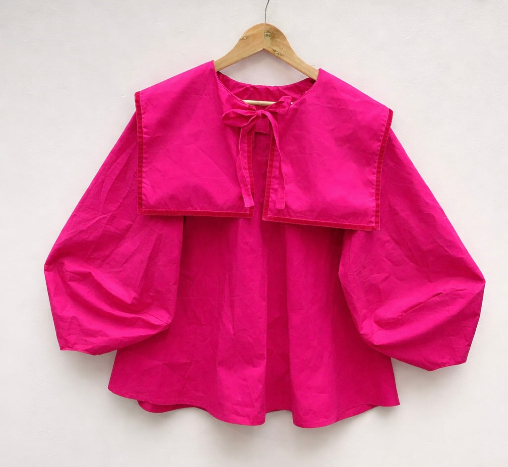 DALI BLOUSE: Plain coton poplin