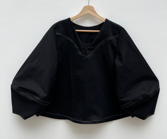 Atlas top: black cotton twill
