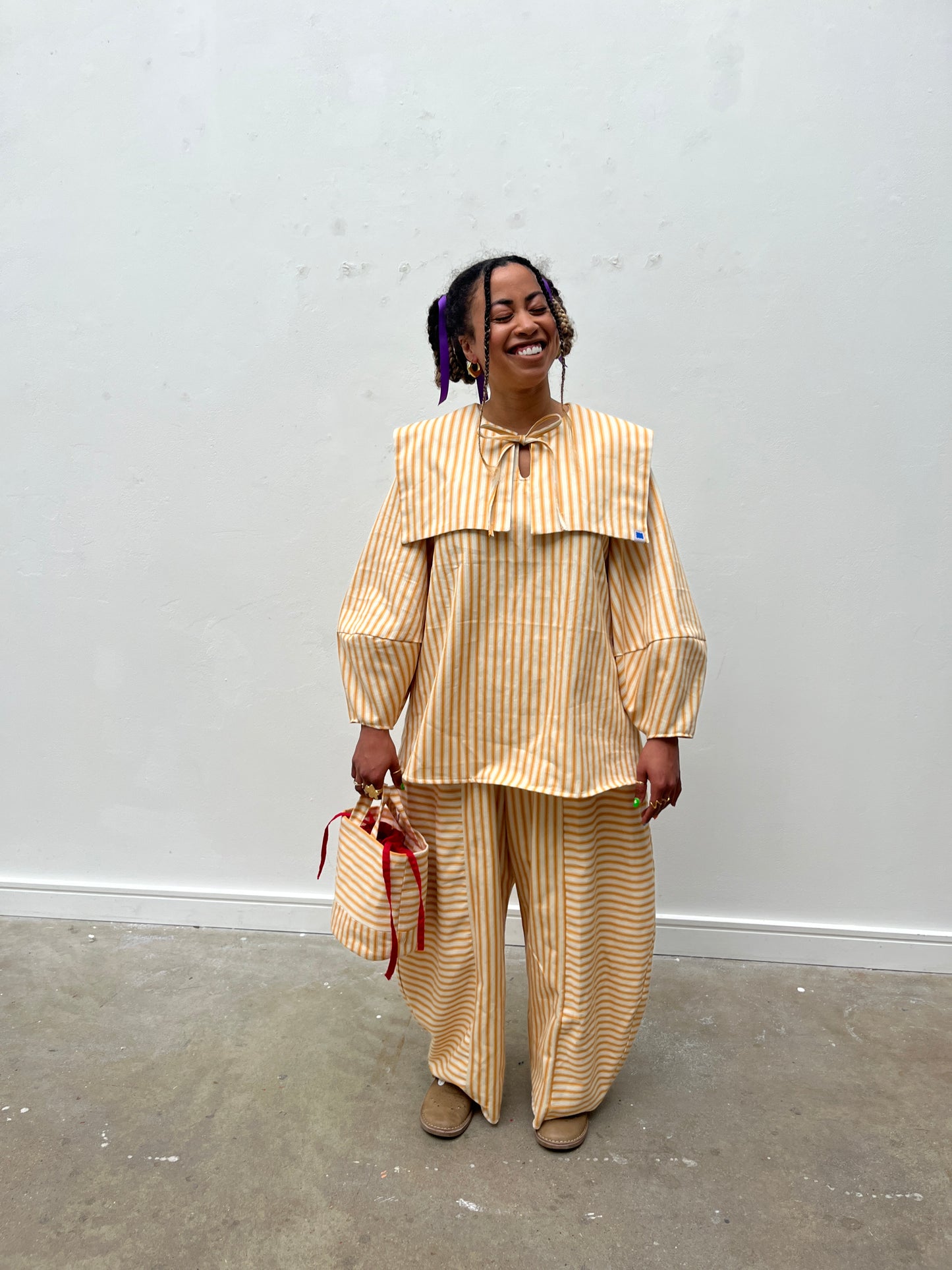DALI Blouse: Ticking stripes canvas.