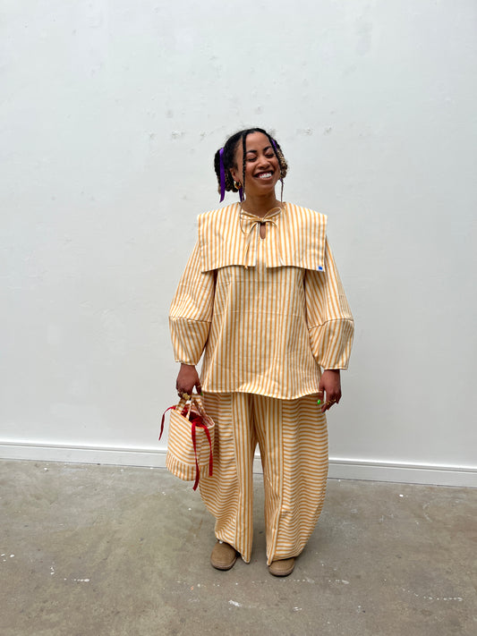 DALI Blouse: Ticking stripes canvas.