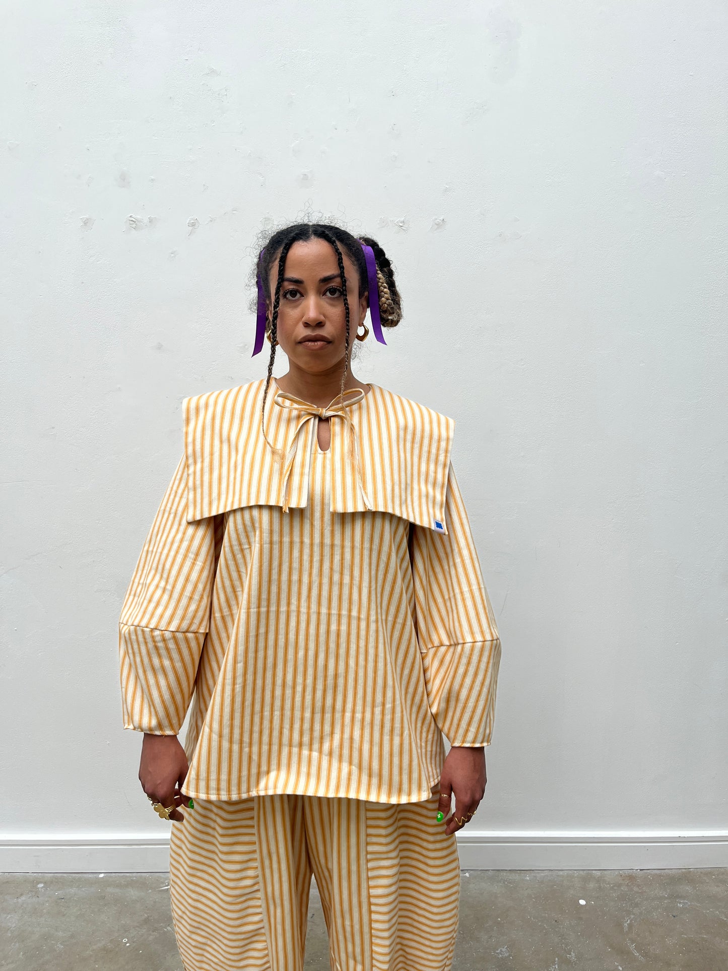 DALI Blouse: Ticking stripes canvas.