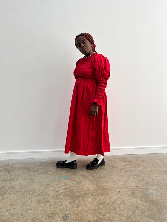 Raquel maxi dress: plain cotton poplin