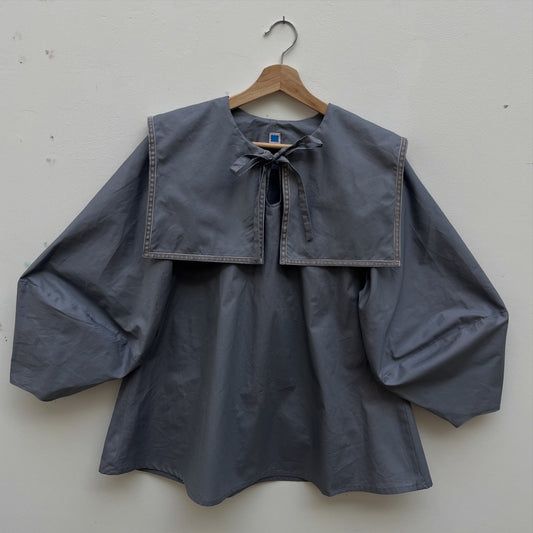 Grey cotton Poplin blouse. Size XSmall Petite