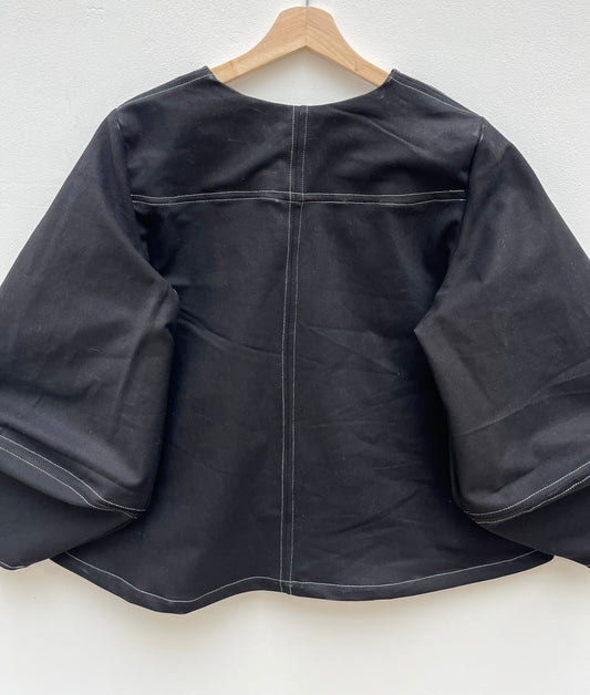 Atlas top: black cotton twill