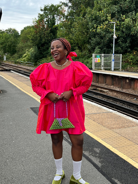 Fuchsia mini dress. Size UK24