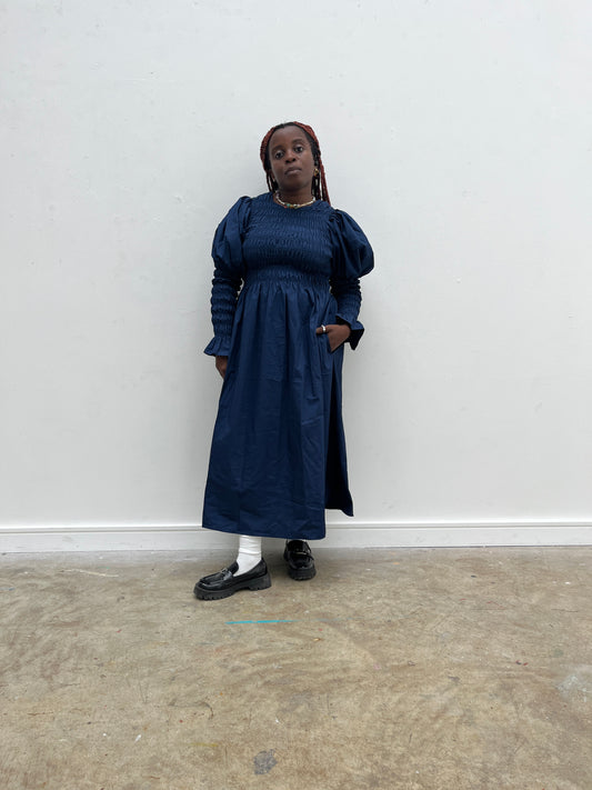 Raquel maxi dress: plain cotton poplin
