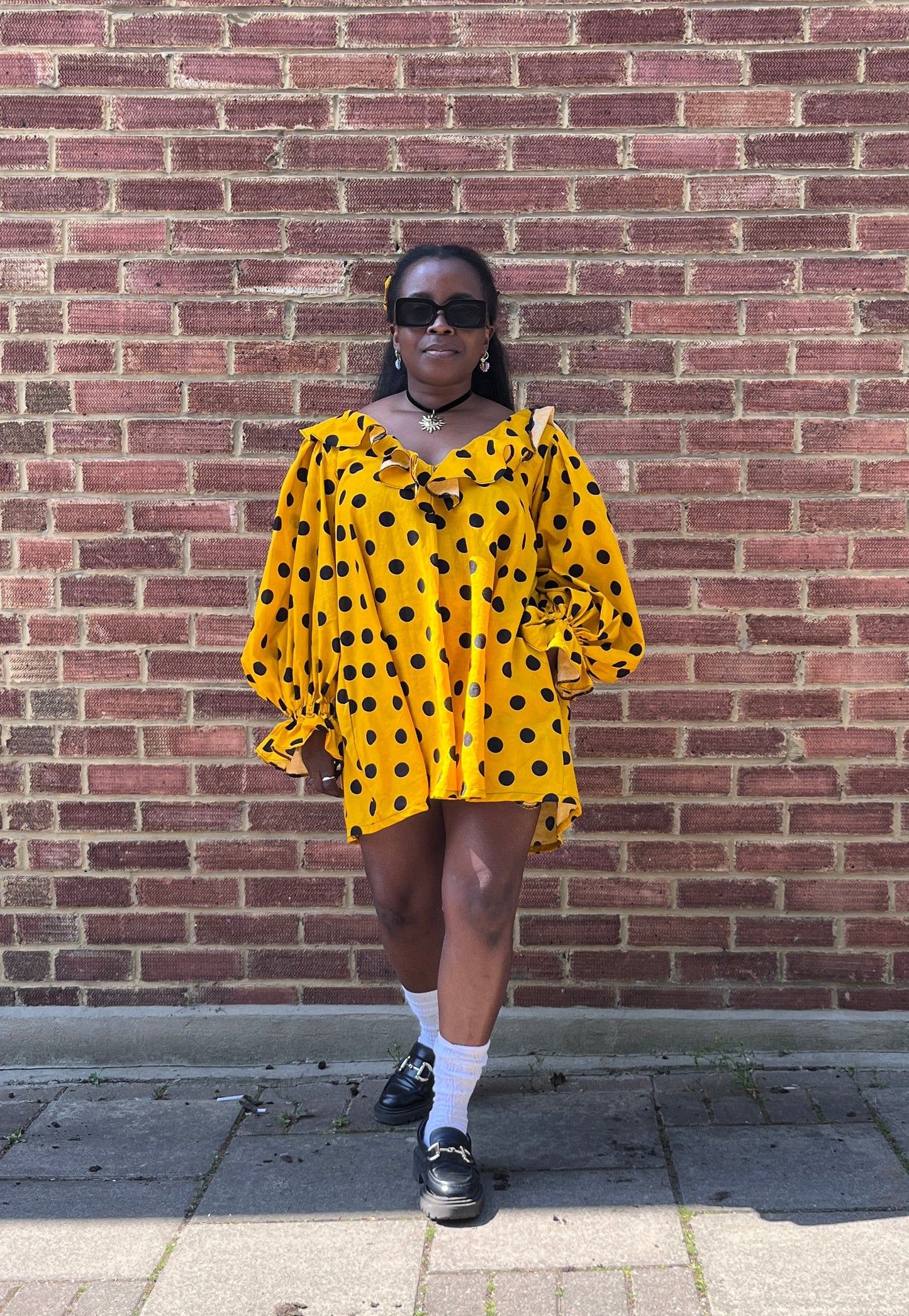 LAURA MINI DRESS: Polka dots cotton lawn.