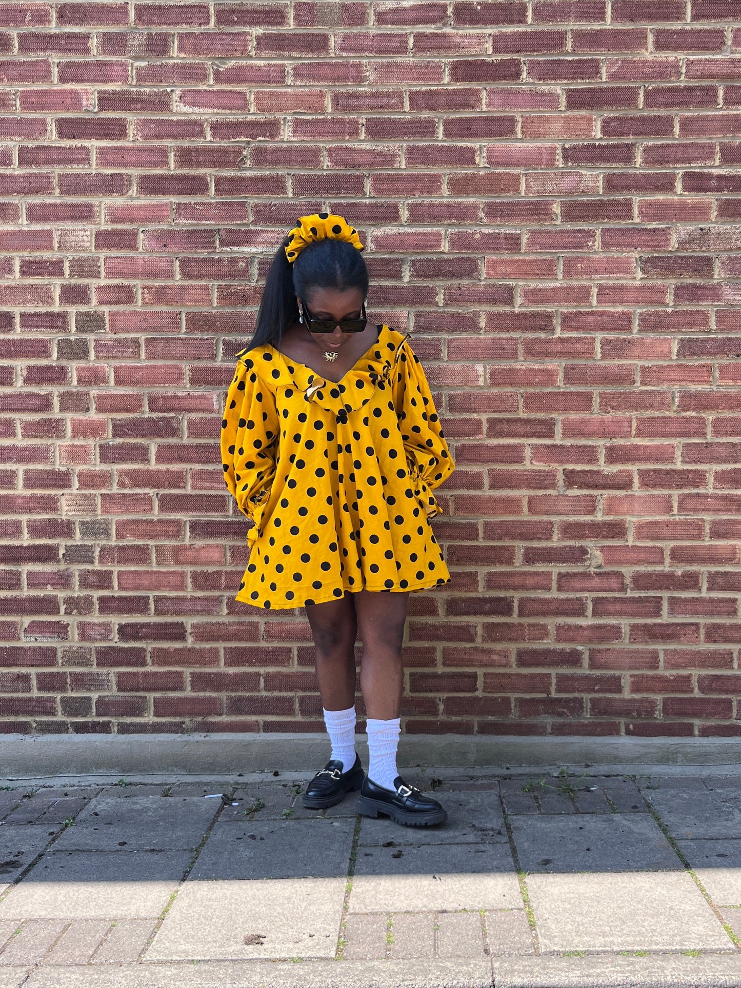 LAURA MINI DRESS: Polka dots cotton lawn.