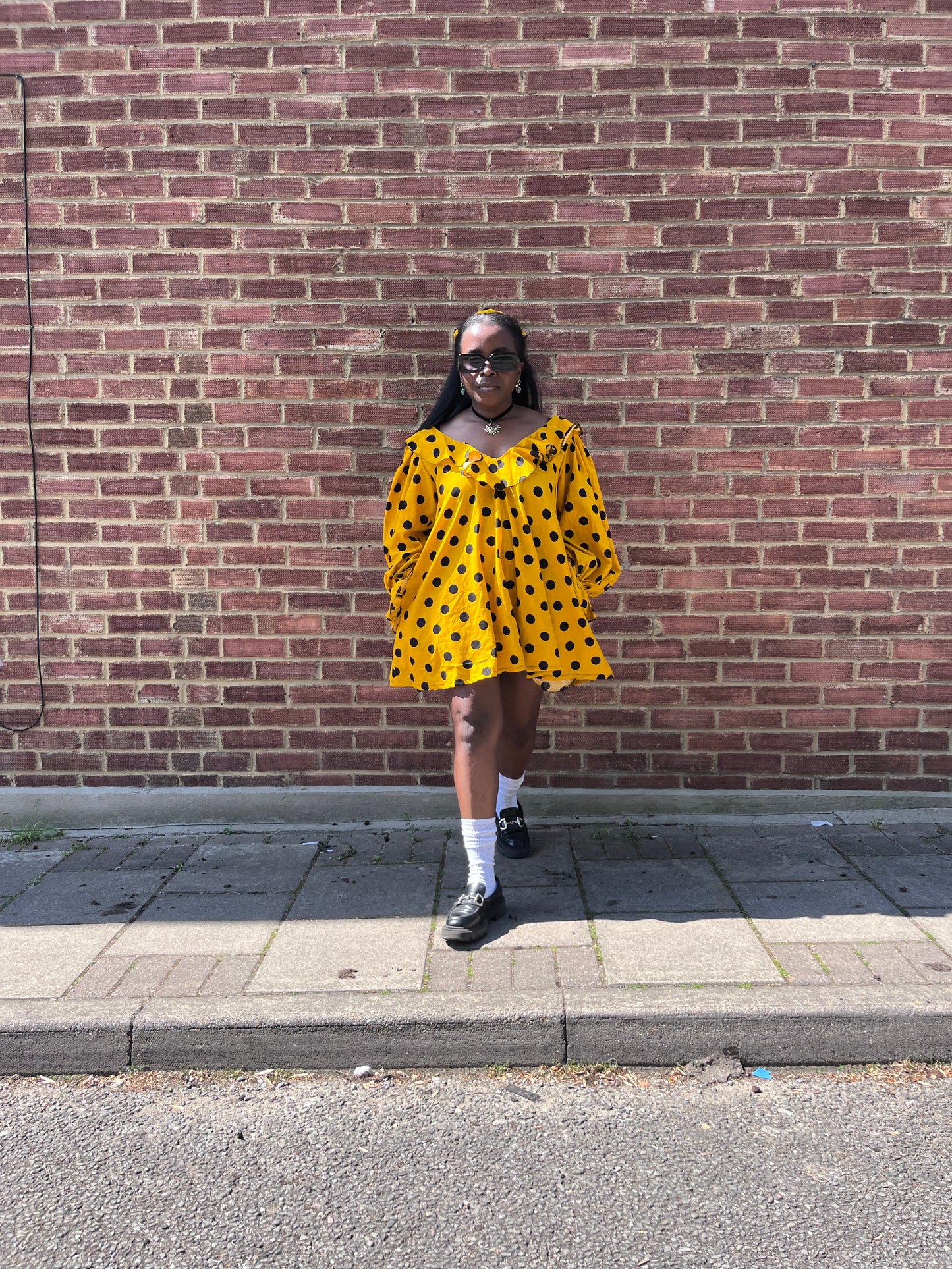 LAURA MINI DRESS: Polka dots cotton lawn.