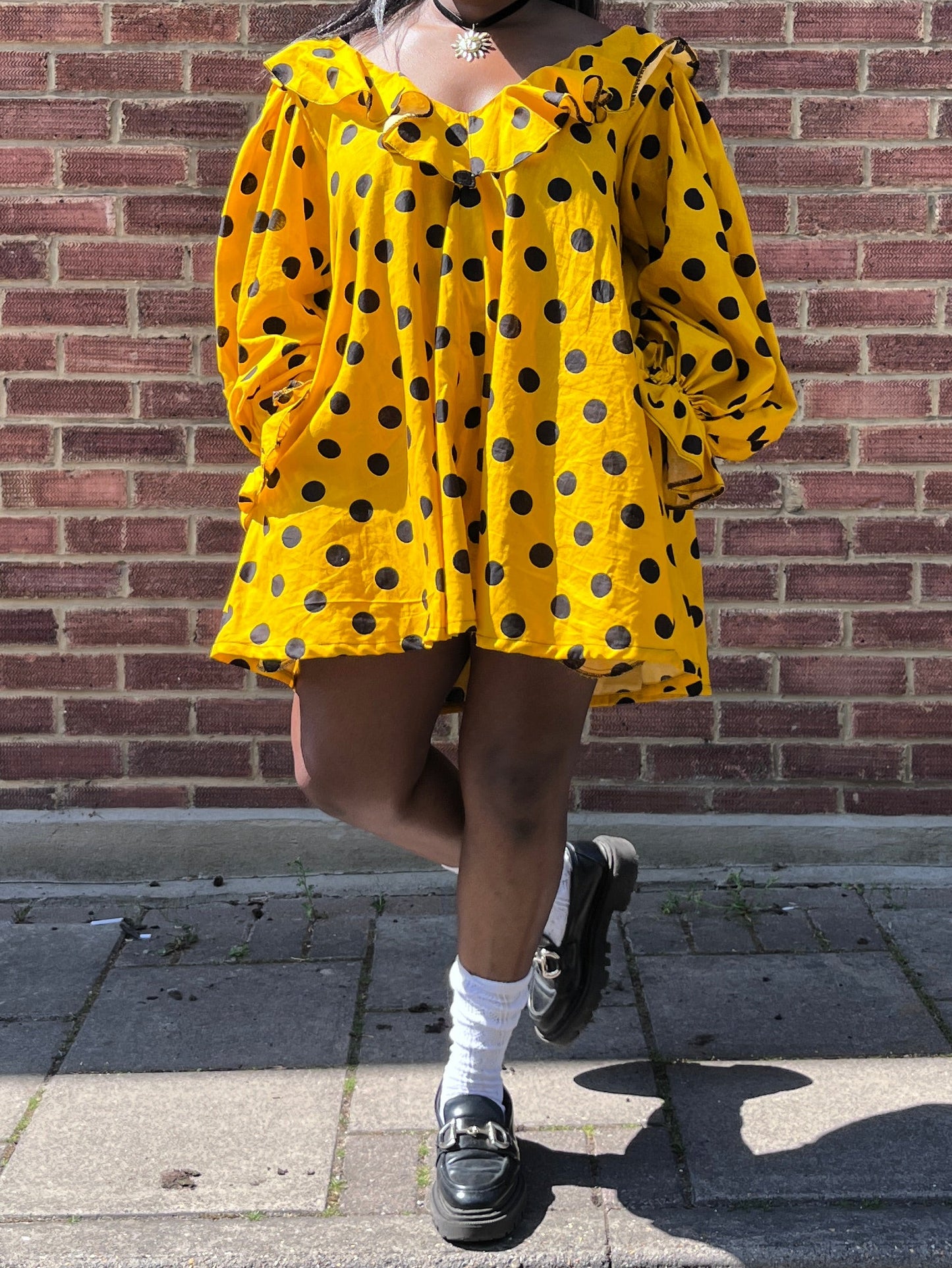 LAURA MINI DRESS: Polka dots cotton lawn.