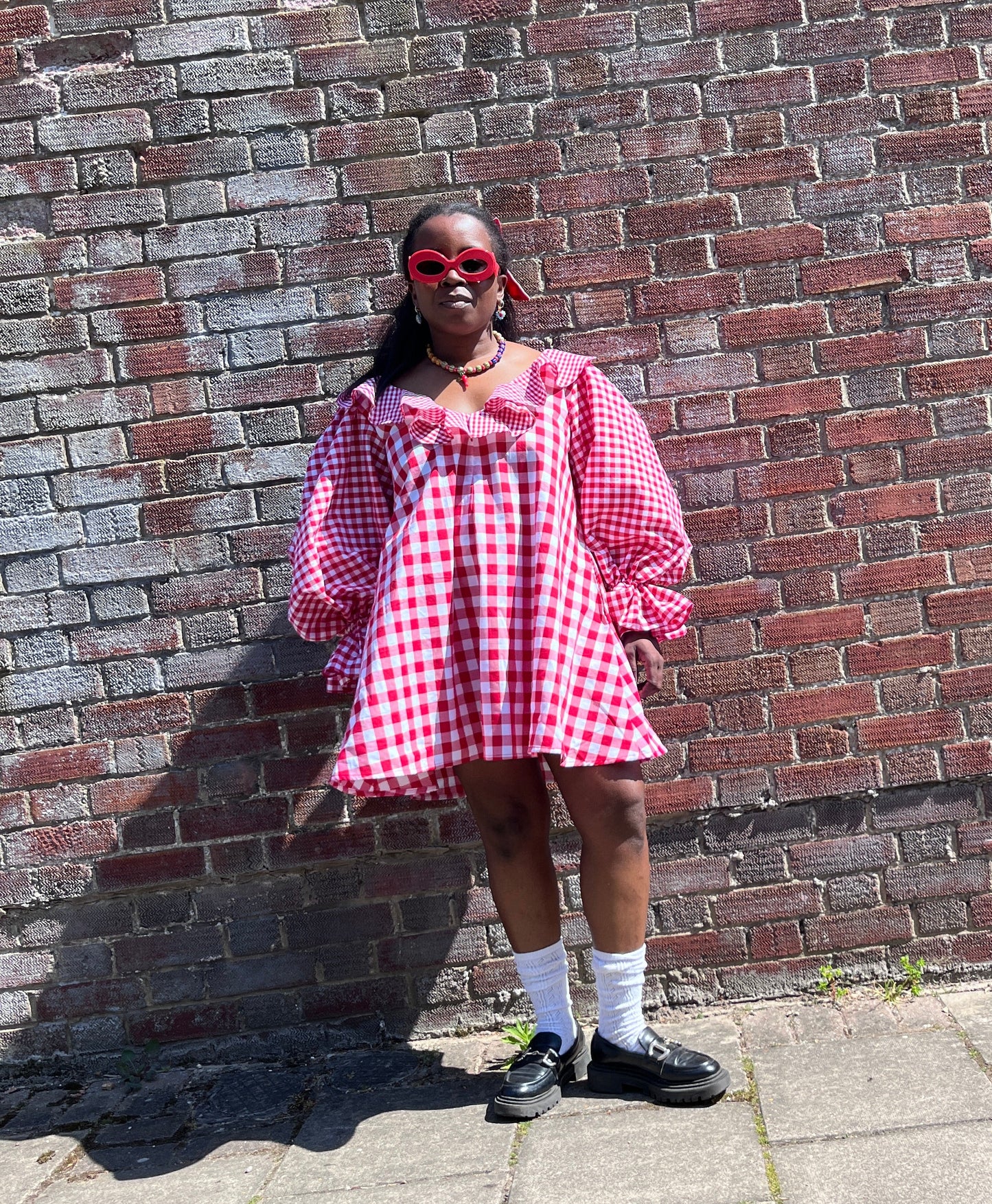 LAURA MINI DRESS: Check fabric.
