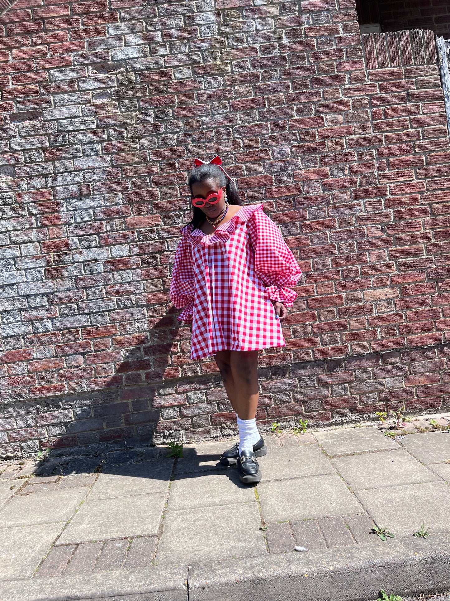 LAURA MINI DRESS: Check fabric.