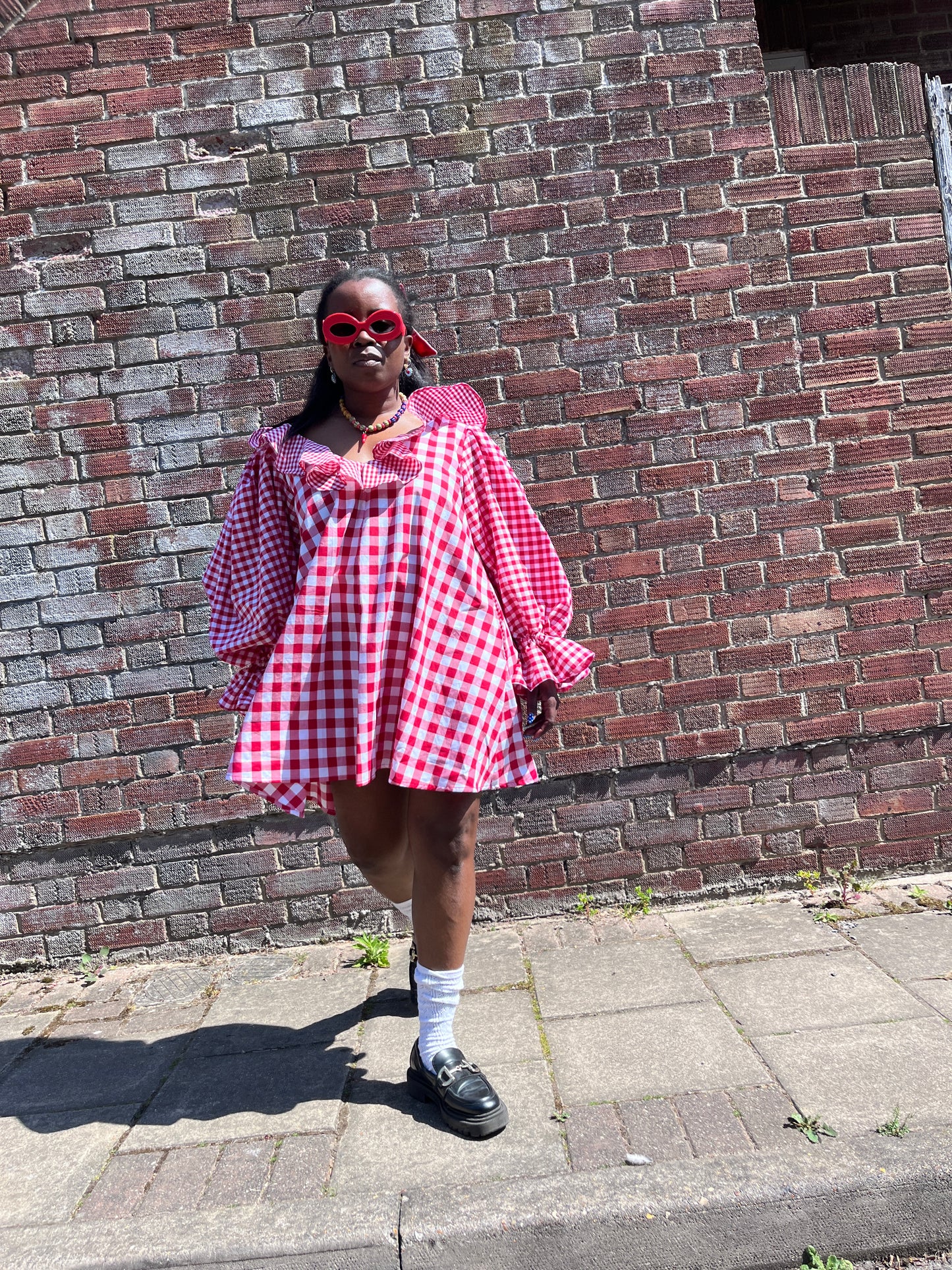 LAURA MINI DRESS: Check fabric.