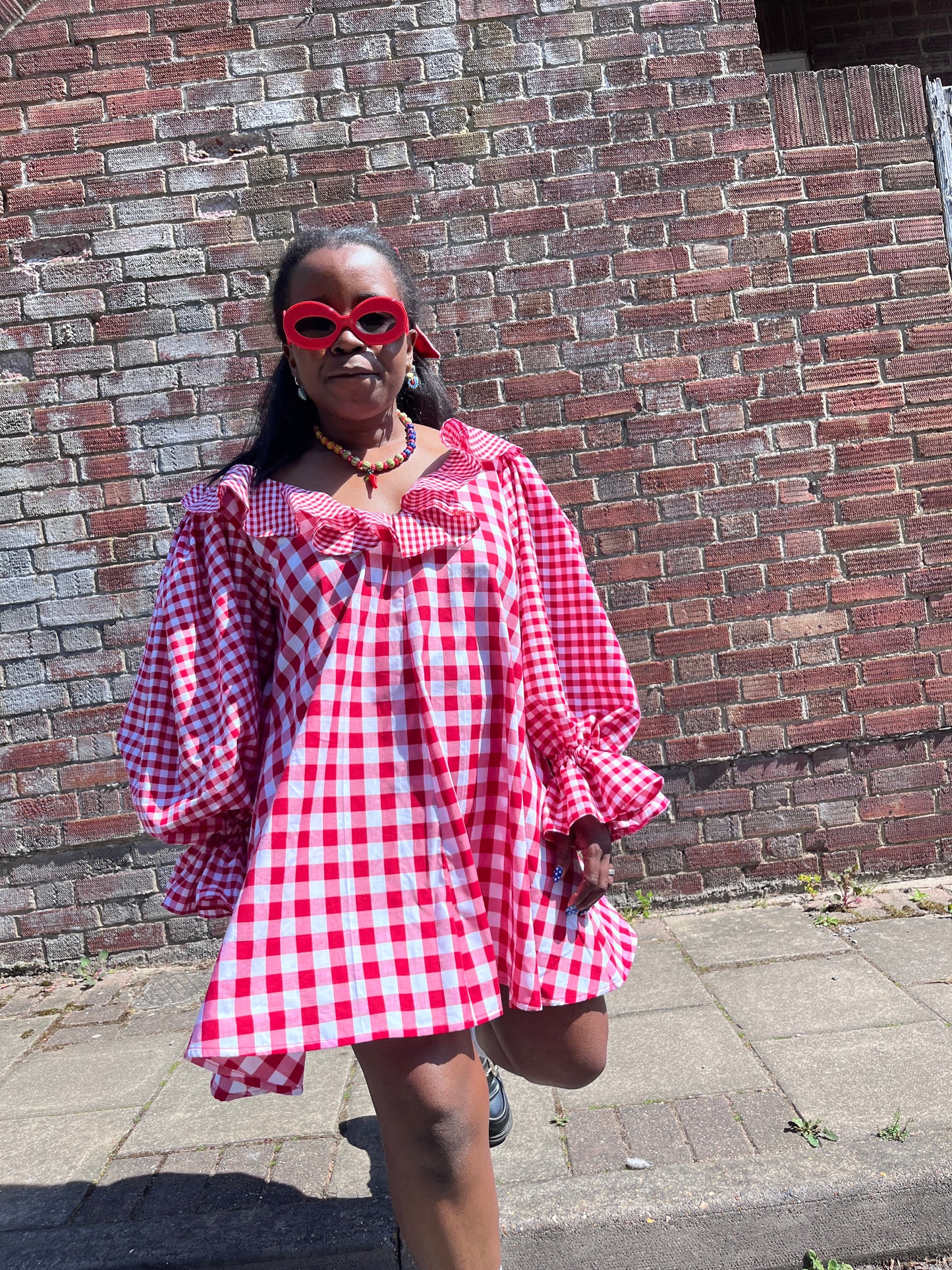 LAURA MINI DRESS: Check fabric.