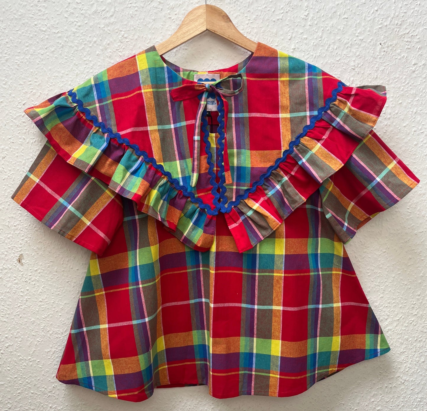 Olivia blouse: 100% cotton Madras.