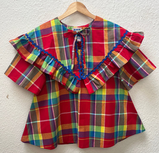 Olivia dress: 100% cotton Madras.