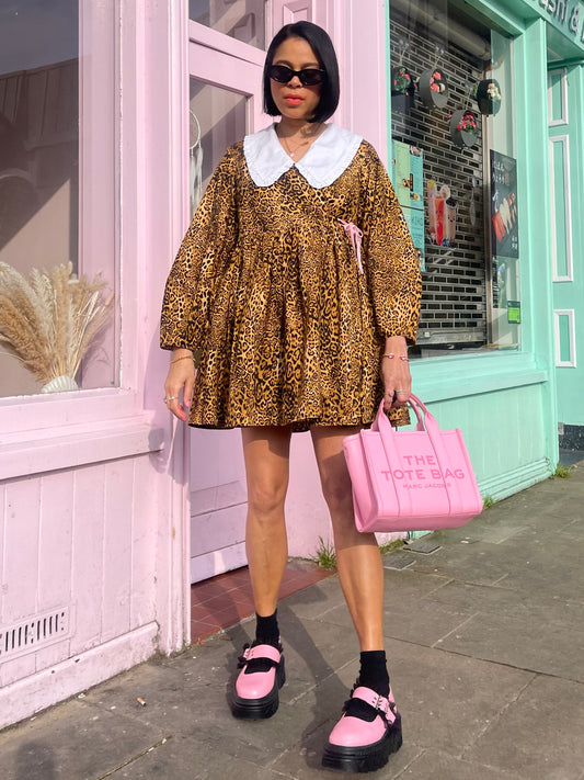 Cat Patterson Collection: The leopard print mini dress.