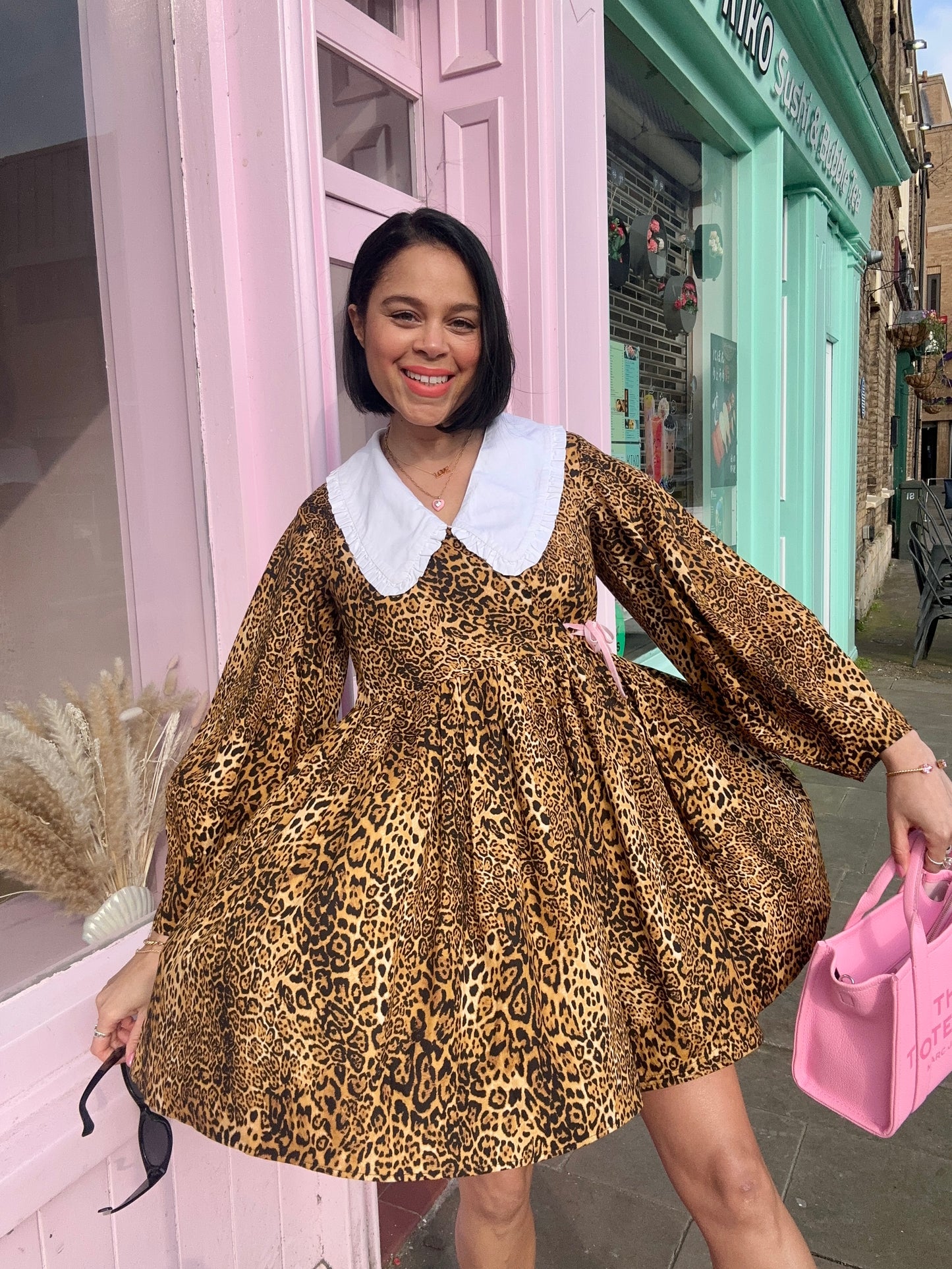 Cat Patterson Collection: The leopard print mini dress.